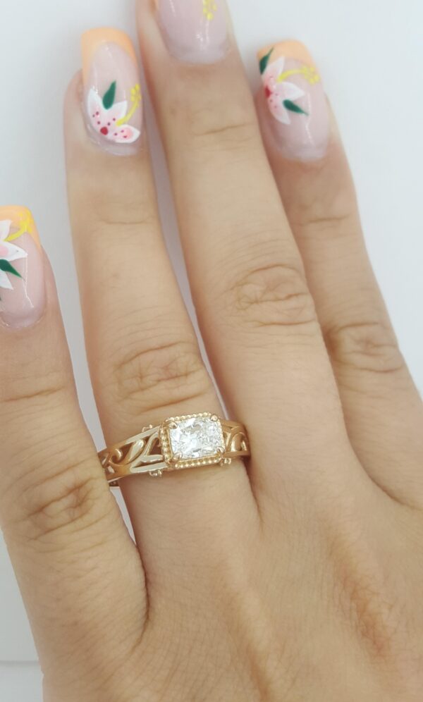Elongated Cushion Diamond Engagement Ring 14k Yellow Gold GIA 1.06 ct Rt $9K