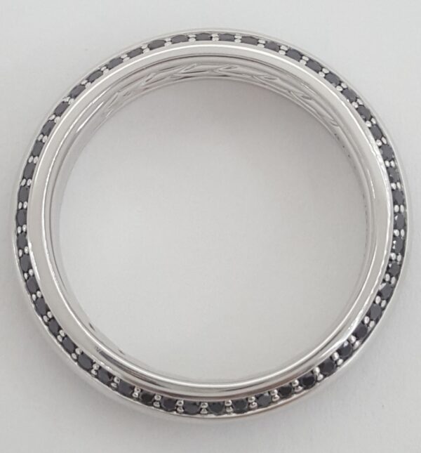 David Yurman Beveled Black Diamond Band Ring 0.72 ct 18k White Gold Rtl $5.2K