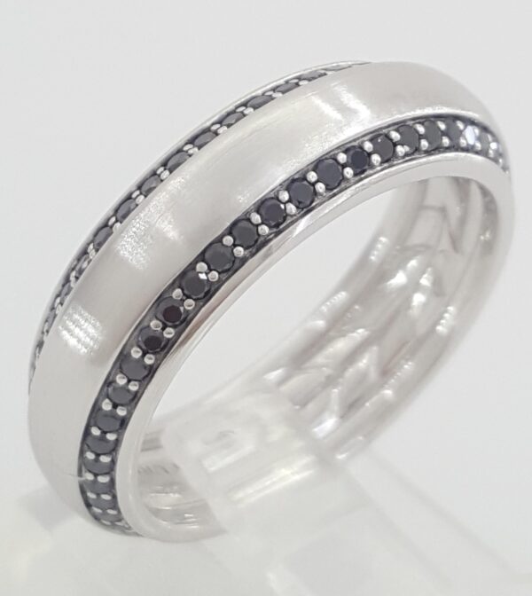 David Yurman Beveled Black Diamond Band Ring 0.72 ct 18k White Gold Rtl $5.2K