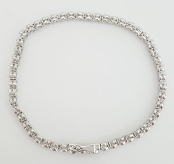 Round Diamond Tennis Bracelet Bezel Set 3. 1 ct 18K White Gold 6.75" Retail $10K