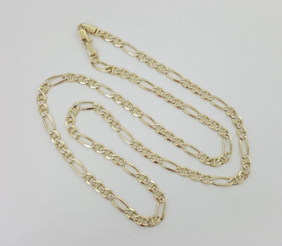 14K Yellow Gold Figaro Chain Necklace 25" Inches 18 Grams 5 mm Wide