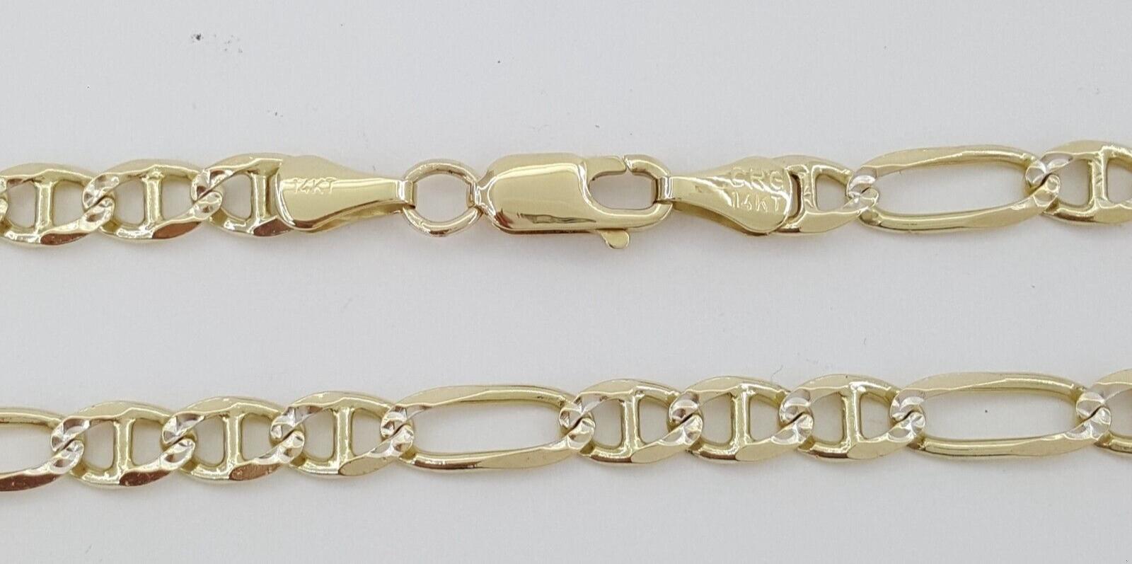 14K Yellow Gold Figaro Chain Necklace 25" Inches 18 Grams 5 mm Wide