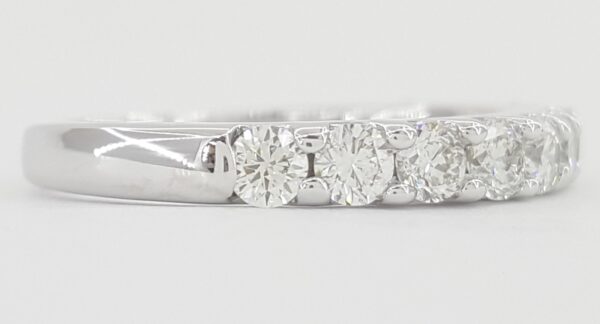 Half Circle Round Diamond Shared Prong Wedding Band 0.7 ct 14k White Gold 2.8 mm