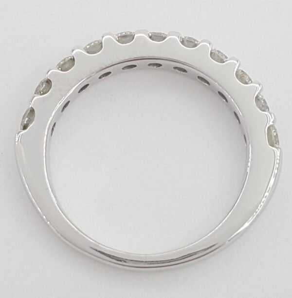 Half Circle Round Diamond Shared Prong Wedding Band 0.7 ct 14k White Gold 2.8 mm