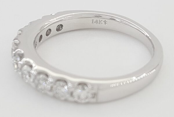 Half Circle Round Diamond Shared Prong Wedding Band 0.6 ct 14k White Gold 3.2 mm