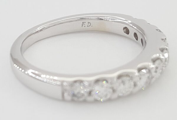 Half Circle Round Diamond Shared Prong Wedding Band 0.6 ct 14k White Gold 3.2 mm