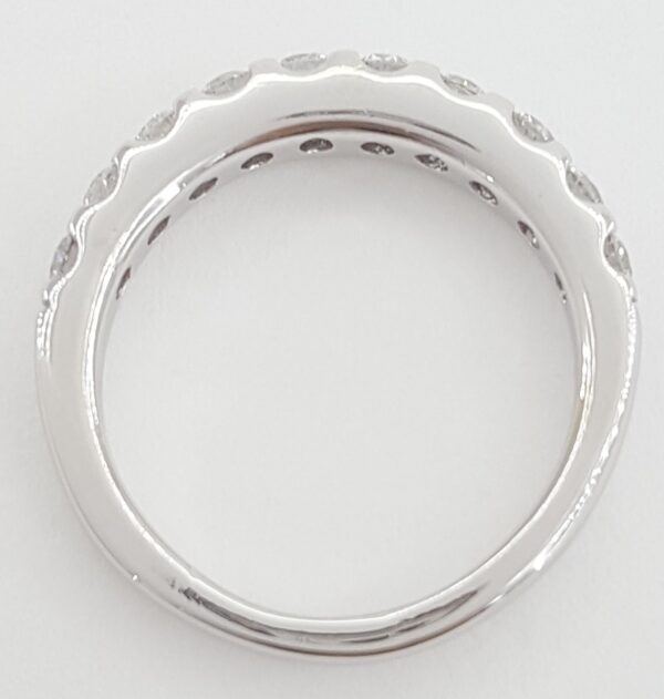 Half Circle Round Diamond Shared Prong Wedding Band 0.6 ct 14k White Gold 3.2 mm