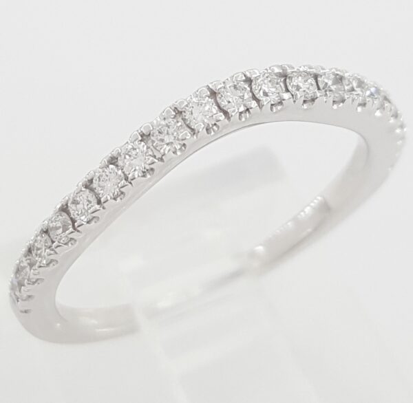 Round Diamond Curve Wedding Band 0.25 ct 14k White Half Circle Gold 2 mm