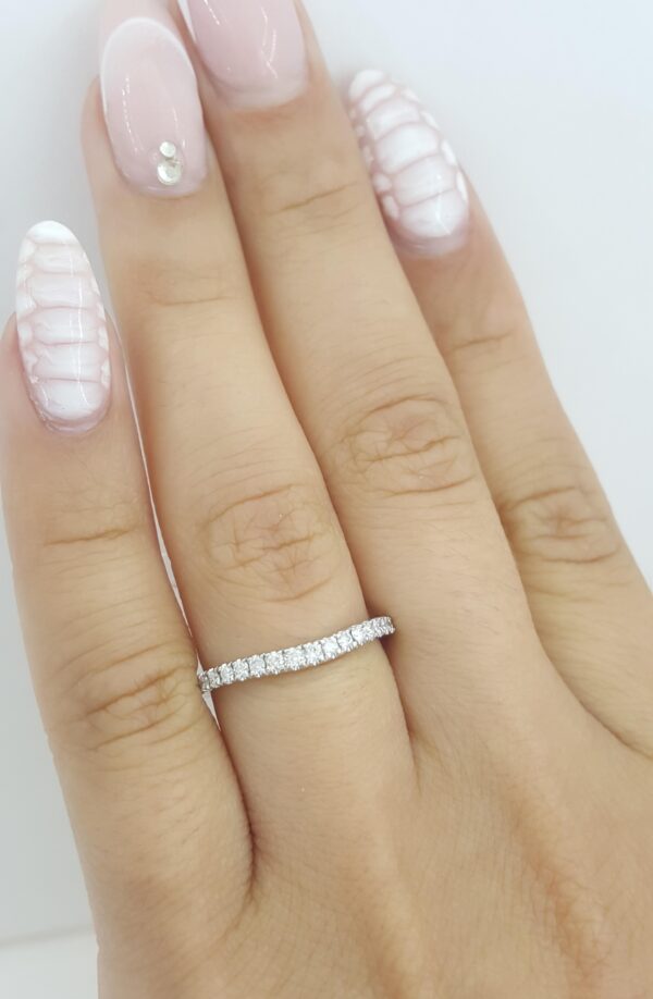 Round Diamond Curve Wedding Band 0.25 ct 14k White Half Circle Gold 2 mm
