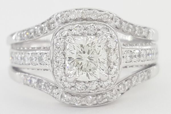 Helzberg Elongated Cushion Halo Diamond Engagement Ring 14k W Gold 2.1 ct Rt $9K