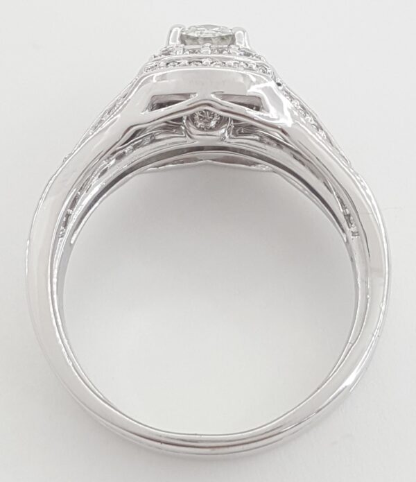 Helzberg Elongated Cushion Halo Diamond Engagement Ring 14k W Gold 2.1 ct Rt $9K