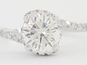 Round Diamond Hidden Halo Twisted Engagement Ring Platinum 1.6 ct Retail $11K