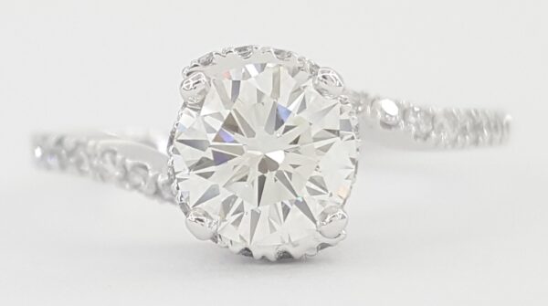 Round Diamond Hidden Halo Twisted Engagement Ring Platinum 1.6 ct Retail $11K