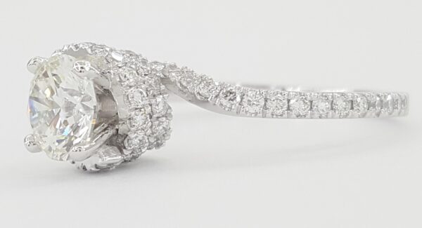 Round Diamond Hidden Halo Twisted Engagement Ring Platinum 1.6 ct Retail $11K