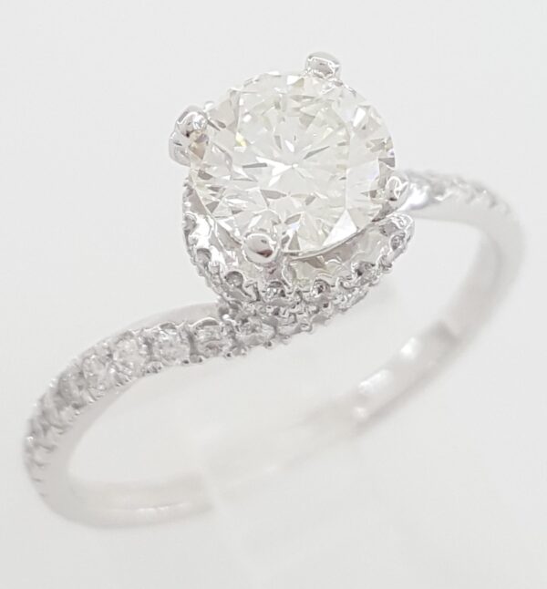 Round Diamond Hidden Halo Twisted Engagement Ring Platinum 1.6 ct Retail $11K