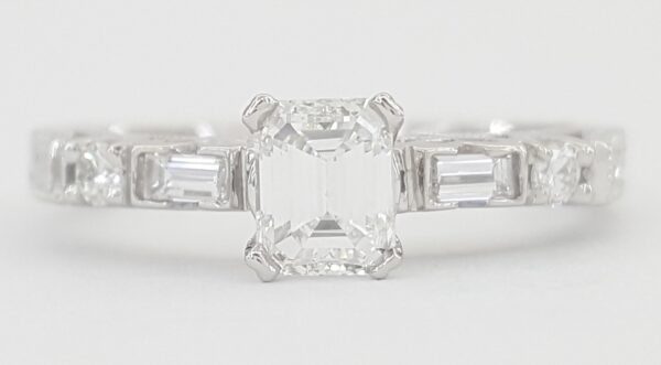 Tacori Emerald Cut Diamond Engagement Ring 0.66 ct Platinum GIA