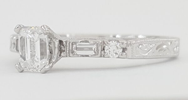 Tacori Emerald Cut Diamond Engagement Ring 0.66 ct Platinum GIA