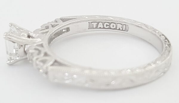 Tacori Emerald Cut Diamond Engagement Ring 0.66 ct Platinum GIA