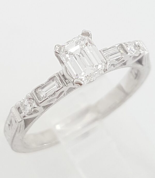 Tacori Emerald Cut Diamond Engagement Ring 0.66 ct Platinum GIA