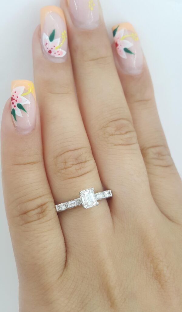 Tacori Emerald Cut Diamond Engagement Ring 0.66 ct Platinum GIA