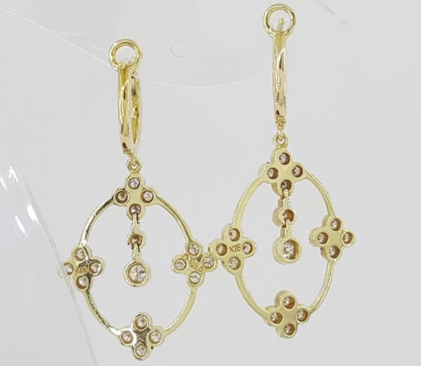 Vintage Diamond Drop Dangle Earrings 0.86 ct 18K Yellow Gold 6 Grams