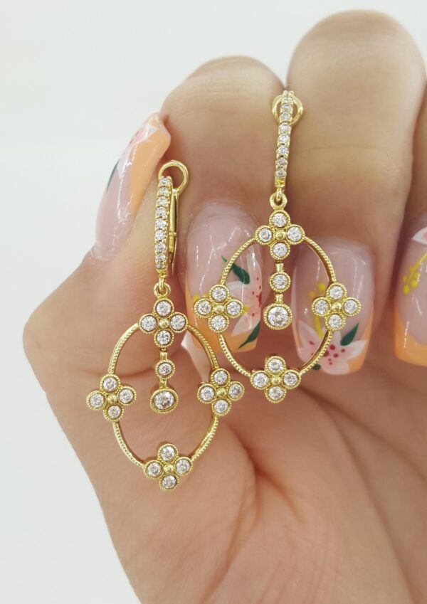 Vintage Diamond Drop Dangle Earrings 0.86 ct 18K Yellow Gold 6 Grams