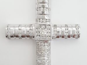 Round Diamond Cross Pendant 14k White Gold 3 ct 2.82" 29.6 Grams Rtl $8,500