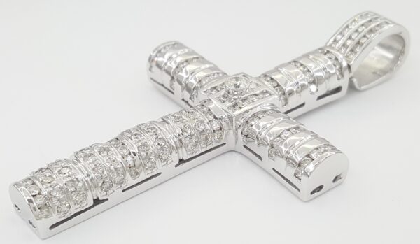 Round Diamond Cross Pendant 14k White Gold 3 ct 2.82" 29.6 Grams Rtl $8,500