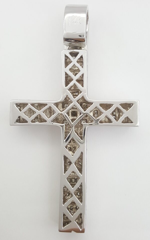 Round Diamond Cross Pendant 14k White Gold 3 ct 2.82" 29.6 Grams Rtl $8,500
