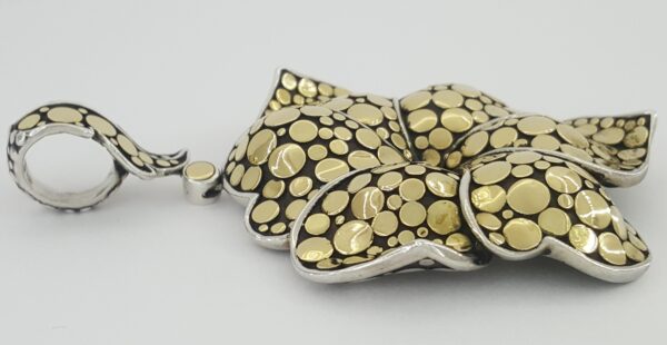 John Hardy Ayu Frangipani Flower Pendant Silver & 18K Yellow Gold 2.83"