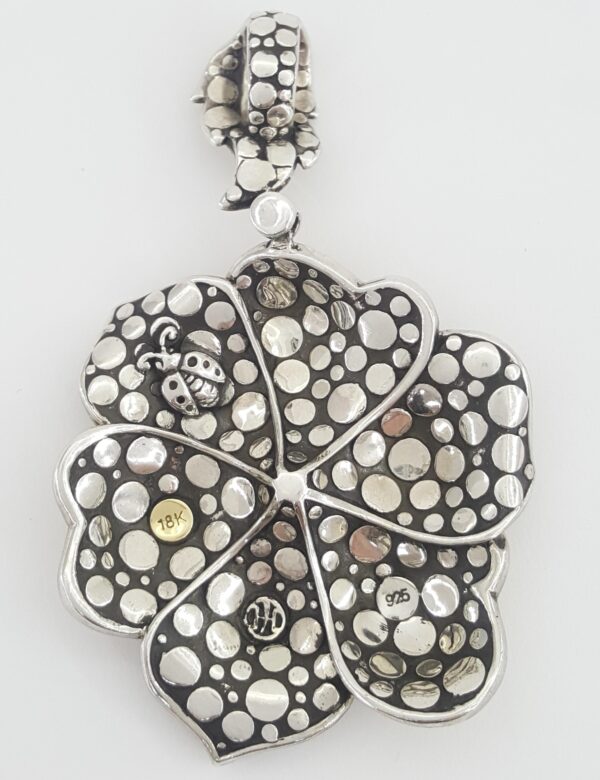 John Hardy Ayu Frangipani Flower Pendant Silver & 18K Yellow Gold 2.83"