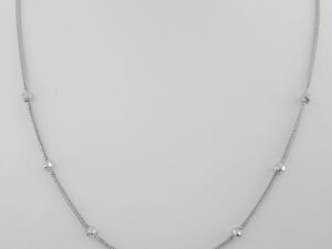14K White Gold Round Snake Bead Necklace 18" 5.2 Grams 4 mm Beads Italy