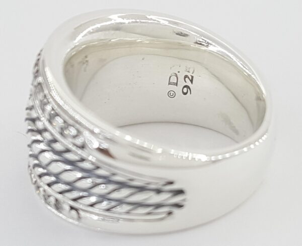 David Yurman 925 Sterling Silver 0.34 ct Diamond Sculpted Cable Band Ring 13.2mm