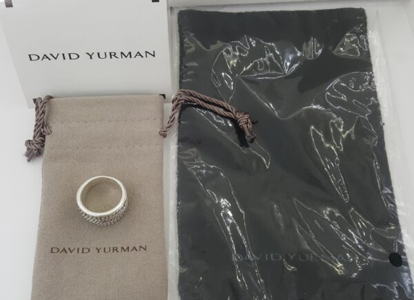 David Yurman 925 Sterling Silver 0.34 ct Diamond Sculpted Cable Band Ring 13.2mm