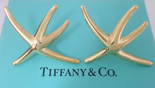 Tiffany & Co Elsa Peretti Large Starfish 18K Yellow Gold Earrings 13.5Grams 1.6"