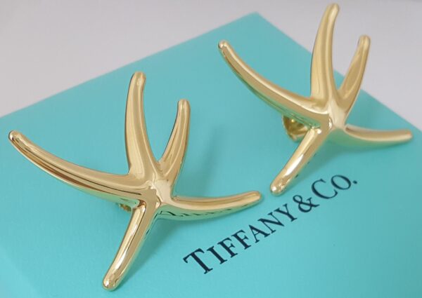 Tiffany & Co Elsa Peretti Large Starfish 18K Yellow Gold Earrings 13.5Grams 1.6"