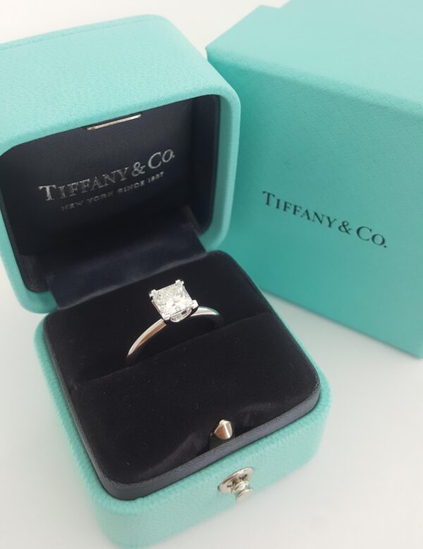 Tiffany & Co Princess Diamond Solitaire Engagement Ring 1.08 ct Plat Rtl $15.8K