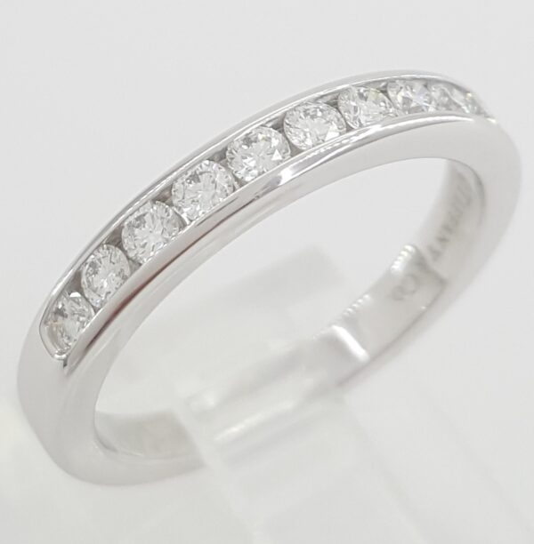 Tiffany & Co Half Circle Diamond Wedding Band Channel Set Plat 3 mm 0.55 ct