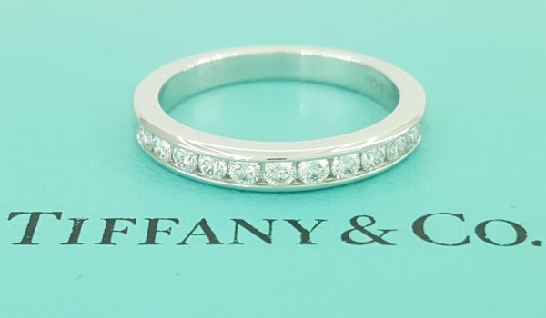 Tiffany & Co Half Circle Diamond Wedding Band Channel Set Plat 3 mm 0.55 ct