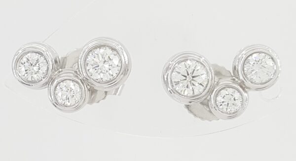 Tiffany & Co Bubble Bezel Set Round Diamond Stud Earrings 0.6 ct Platinum