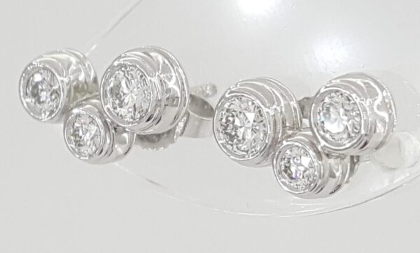 Tiffany & Co Bubble Bezel Set Round Diamond Stud Earrings 0.6 ct Platinum