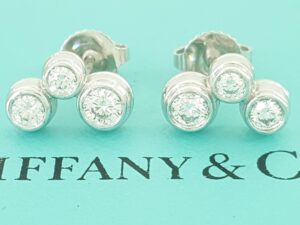 Tiffany & Co Bubble Bezel Set Round Diamond Stud Earrings 0.6 ct Platinum