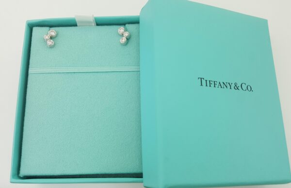 Tiffany & Co Bubble Bezel Set Round Diamond Stud Earrings 0.6 ct Platinum