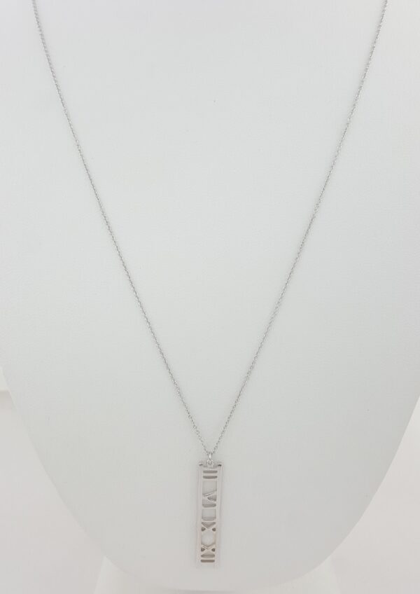 Tiffany & Co Atlas Bar Pendant Necklace 18k White Gold 24"