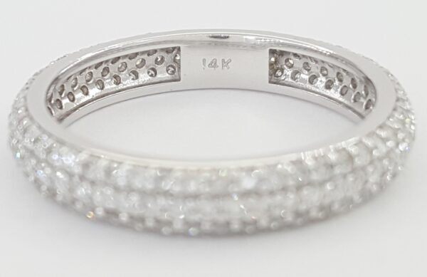Round Diamond 3-Row Pave Wedding Band Ring 1.36 ct 14K White Gold 3.8 mm Wide
