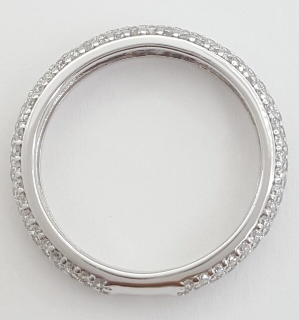 Round Diamond 3-Row Pave Wedding Band Ring 1.36 ct 14K White Gold 3.8 mm Wide
