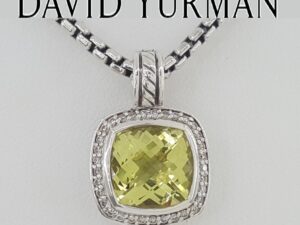 David Yurman Albion Lemon Citrine Diamond Silver & 14k Gold Necklace 16mm
