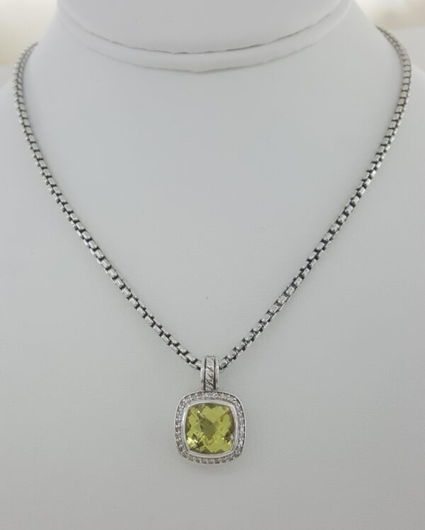 David Yurman Albion Lemon Citrine Diamond Silver & 14k Gold Necklace 16mm