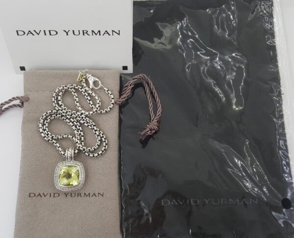 David Yurman Albion Lemon Citrine Diamond Silver & 14k Gold Necklace 16mm