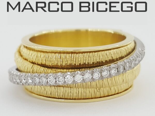 Marco Bicego Round Diamond Statement Ring 0.23 ct 18K White & Yellow Gold 13.5gr